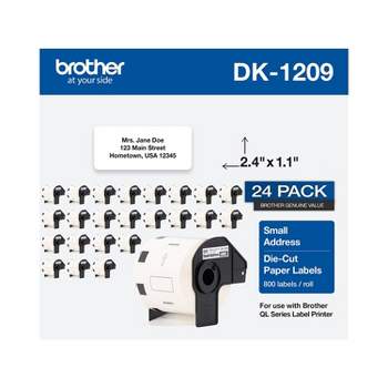Brother DK-1209 Small Address Paper Labels 2-4/10" x 1-1/10" Black on White 800 Labels/Roll 24