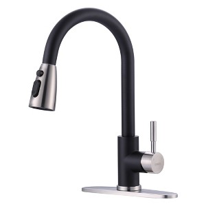 WOWOW Single-Handle Pull-Down Sprayer Kitchen Faucet with Deckplate - 1 of 4