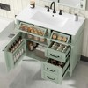 Gulches 36 in 18 in Undermount Rectangular Bathroom Sink in Green Solid Rubberwood MDF Ceramic with 4 Drawers Adjustable Shelf Metal Handles - 3 of 4