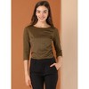 Allegra K Women's Work Office 3/4 Sleeve Boat Neck Houndstooth Printed Blouse - 2 of 4