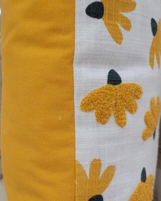 Coneflower Embroidered Cotton Square Throw Pillow Gold - Room Essentials™