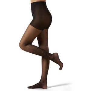 Memoi Women's Mini Heart Sheer Nylon Tights - 1 of 3