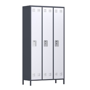 AOBABO Large Metal Wardrobe Style Storage Cabinet with 3 Adjustable Shelves, Cloth Rail, and Lockable Doors for Home Organization - 1 of 4