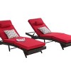 Outdoor Patio Chaise Lounges, Wicker Long Reclining Chaise, Patio Adjustable Recliner up to 150° with Soft Cushions -Coolbibila - 3 of 4