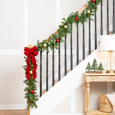 Lifelike Noble Fir Pre-Lit Outdoor Christmas Garland - 9' with Clear Lights