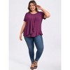 GRACE & GRANDEUR Women's Plus Size 2 Pcs Set Pleated Asymmetry Hem Tops and Texture Button Decor Blouses - 2 of 4