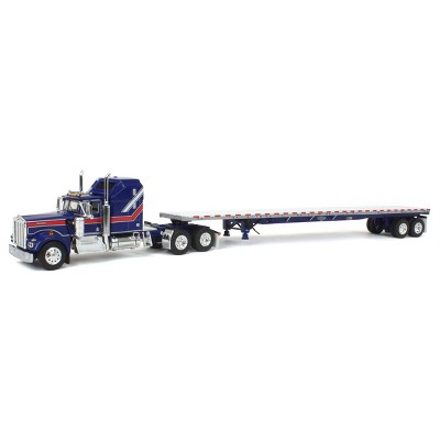 First Gear DCP 1/64 Kenworth W900A with Aerodyne Sleeper & 53' Wilson Roadbrute Flatbed Trailer 69-1656