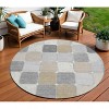 Beige And Gray Geometric Washable Indoor Outdoor Area Rug - 2 of 4