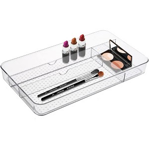 OnDisplay Clear Acrylic Makeup Organizer Tray – 4-Compartment Cosmetic Drawer Insert for Vanity, Bathroom, or Desk - 1 of 4