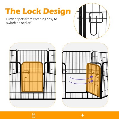 Black Metal Adjustable Pet Playpen with Doors