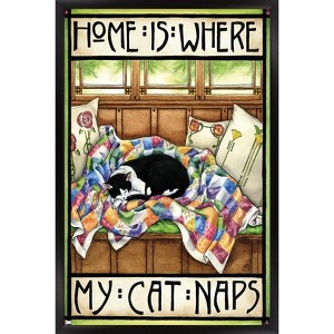 Trends International Meredith Dillman - Home Is Where My Cat Naps Framed Wall Poster Prints - 1 of 4
