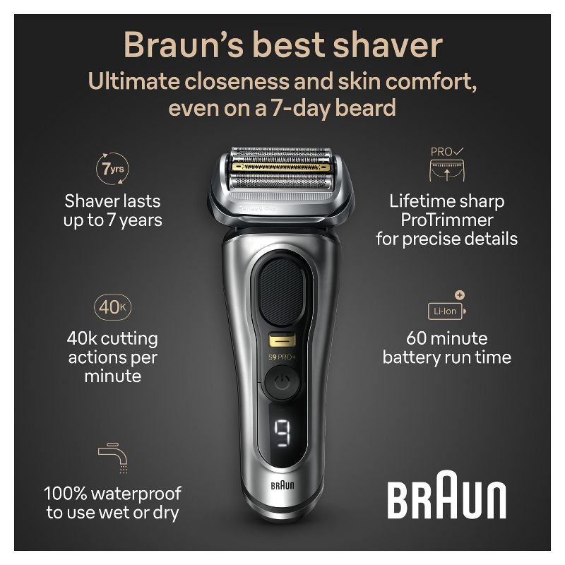 Braun Series 9-9517s Rechargeable Wet &#38; Dry Electric Shaver, 2 of 14