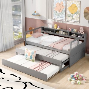 NicBex Twin Sized Daybed with Double Trundle Morden 81.9" Daybed with Storage Cabinets and USB Charging for Apartment - 1 of 4