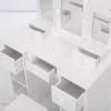 Kids Makeup Dressing Table with Tri-Folding Mirror, Drawer and Stool - 4 of 4