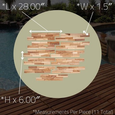 Natural Teak 3D Textured Wall Panels, 28" x 1.5"
