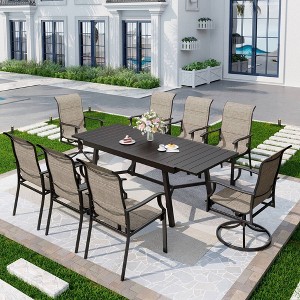 9pc Outdoor Dining Set with Extendable Table & Textilene Chairs - Captiva Designs: Patio Furniture for 8 - 1 of 4