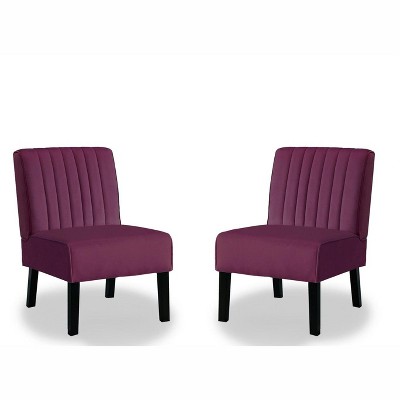 NicBex Velvet  Accent Chair with Minimalist Design,Modern Armless Chairs with Solid Wood Legs for Bedroom,Reading Room,2PC