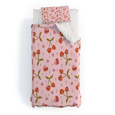 Deny Designs Doodle By Meg Vintage Cherry Print Duvet and Sham Set