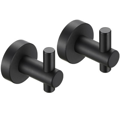 HANPURE Round Base Wall Hanging Hook with Screws- Matte Black Hook, 2 Pack, for Entry Shoe Cabinet, Wardrobe Bathroom Bedroom Furniture Hardware