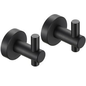 HANPURE Round Base Wall Hanging Hook with Screws- Matte Black Hook, 2 Pack, for Entry Shoe Cabinet, Wardrobe Bathroom Bedroom Furniture Hardware - 1 of 4