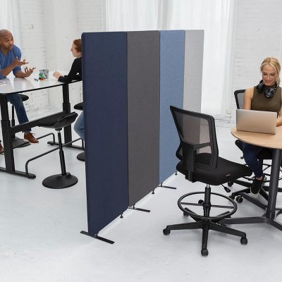 Ash Grey Acoustic Room Divider with Steel Feet, 24" x 66"