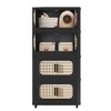TIRAMISUBEST 20 inch 4/5-Tier Folding Storage Cabinet Collapsible PP Bins Magnetic Door Wheels Retro Style Living Room Dorm No Tool Assembly - 4 of 4