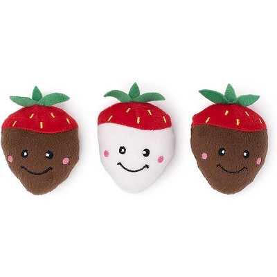 ZippyPaws Multi-Pack - Dog Squeaky Toys, Funny Food Plush Cute Stuffed Puppy Toy, Pet Products, Chocolate Covered Strawberries