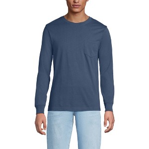 Lands' End Men's Super-T Long Sleeve T-Shirt with Pocket - 1 of 3