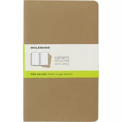 Moleskine Cahier Journals, No Rule, 3pk, 80 sheets per Notebook, 5.25" x 8.25" - Brown