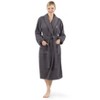 Linum Home Textiles 100% Turkish Cotton Adult Personalized Terry Bathrobe Gray in White Script Font - 2 of 3