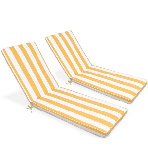 2PCS Set Outdoor Lounge Chair Cushion Replacement Patio Funiture Seat Cushion Chaise Lounge Cushion-Blue/white - 1 of 4