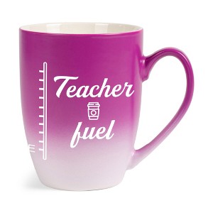 Elanze Designs Teacher Fuel Two Toned Ombre Matte Pink and White 12 ounce Ceramic Stoneware Coffee Cup Mug - 1 of 4