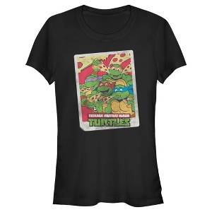 Juniors Womens Teenage Mutant Ninja Turtles Pizza Lovers Retro Photo T-Shirt - 1 of 4