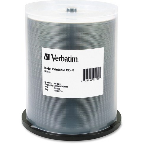 Verbatim Cd-r 700mb 52x Datalifeplus Silver Inkjet Printable - 100pk Spindle  - Printable - Inkjet Printable : Target