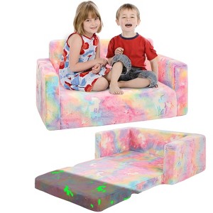 Inhand Kids Sofa, 2-in-1 Soft Toddler Couch Fold Out, Toddler Chair Comfy with Cute Designs, Convertible Sofa to Lounger for Girls and Boys - 1 of 4