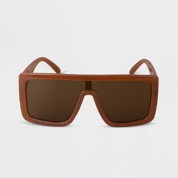 Women's Oversized Shield Sunglasses - A New Day™ Brown