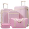 MOEPISY Luggage Set 5 Piece, Hardside Carry on Suitcase, Expandable Luggage with Travel Bags Spinner Wheels TSA Lock Pink - 2 of 4