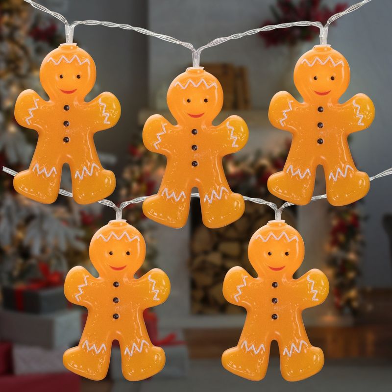 Northlight 10-Count LED Orange Gingerbread Men Christmas Fairy Lights, 4ft, Copper Wire, 2 of 7