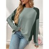 Coolmee Womens Sweatshirt Casual Long Sleeve Crewneck Color Block Pullover Tops Loose Sweatshirts - 3 of 4