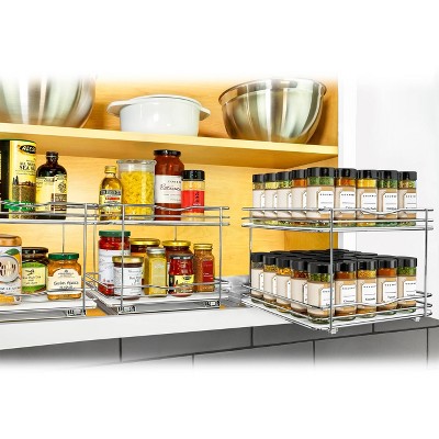Lynk Professional Slide Out Vertical 10.25" Double Metal Spice Rack Silver: Kitchen Cabinet Organizer, Pull Out Pantry Storage — фото 4