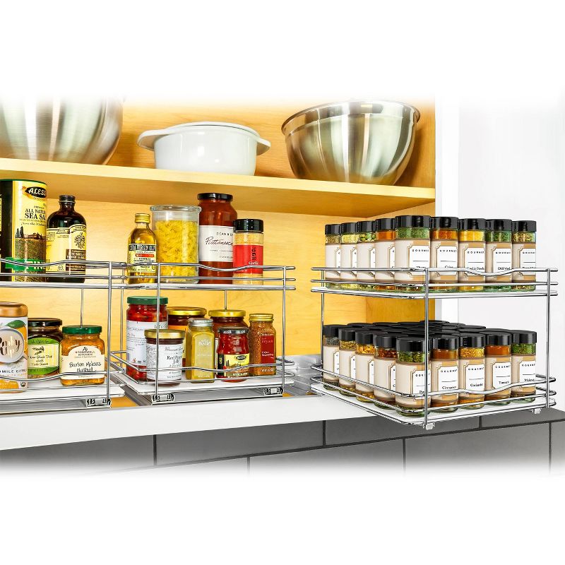 Lynk Professional Slide Out Vertical 10.25&#34; Double Metal Spice Rack Silver, 5 of 10
