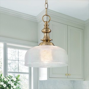 LLHZSY 1-Light 10 2/5" Large Bowl-shaped Glass Pendant Chandelier-Gold - 1 of 4