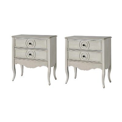 Teresa 3 - Drawer Classical Nightstand with  Built-In Outlets Set of 2|HULALA HOME