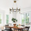 LNC Almhult 8-Lights 32.7" Luxury and Glam Wagon Wheel Integrated LED Chandelier, Black and Gold - 4 of 4