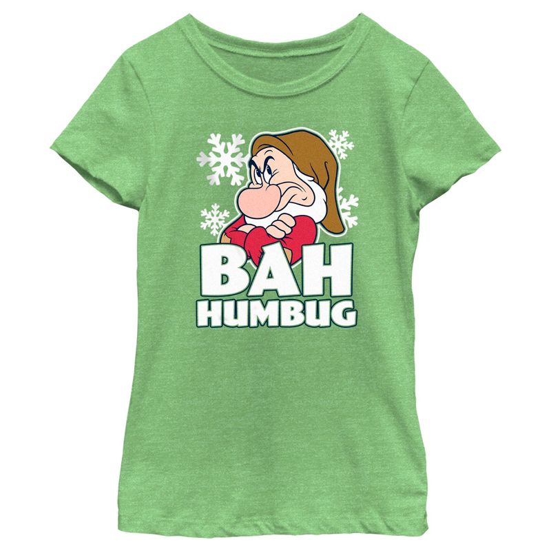 Girl's Disney Snow White and the Seven Dwarfs Grumpy Bah Humbug T-Shirt, 1 of 5