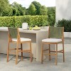 Scott Living Arly Green Outdoor Bar Stool Solid Acacia Wood and Woven Wicker, Set of 2 - 2 of 4