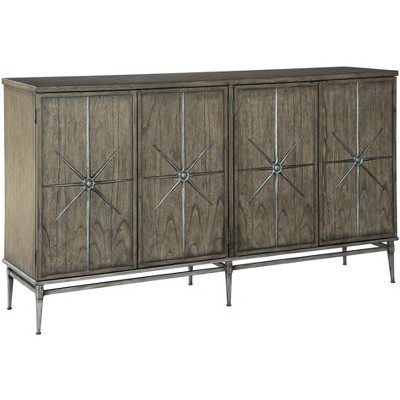 Transitional Beige and Silver 72" Star Overlay Entertainment Center