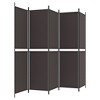 'vidaXL 5-Panel Room Dividing Screen - Brown Fabric Upholstery, Iron Frame - Flexible Folding Design for Bedroom, Living Room, Indoor Use - 4 of 4