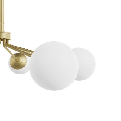 Hepburn Glam 8-Light Brass Sputnik Chandelier with White Orbs