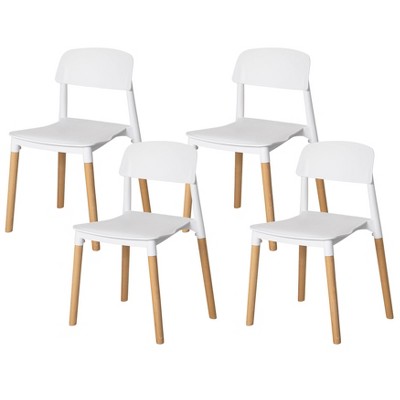 Fabulaxe Modern Plastic Dining Chair Open Back with Beech Wood Legs